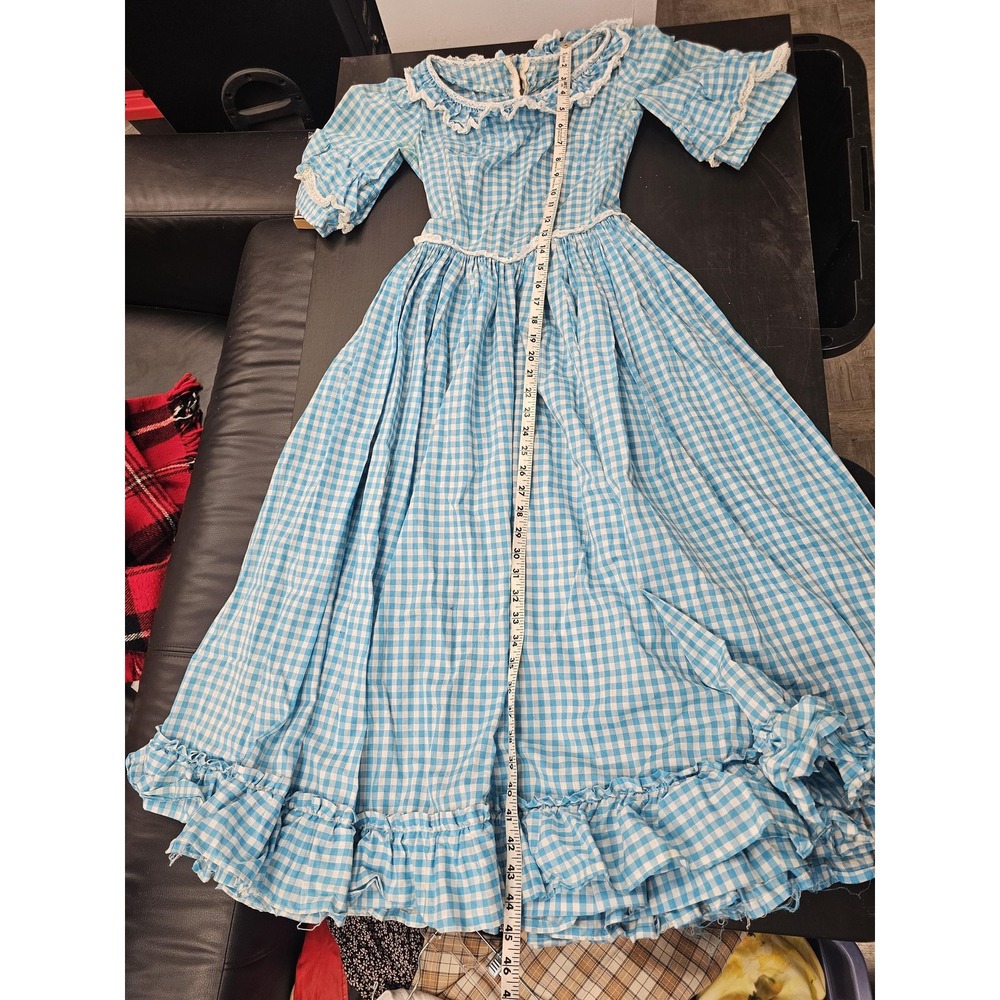 Vintage Cottagecore Gingham Blue Dress 60s / 70s Dorotyh Wizard of‎ Oz Style - Picture 5 of 13